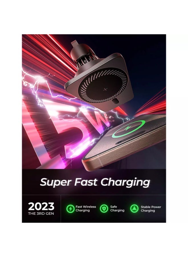 Lisen for iPhone 16 Magsafe Car Mount Charger,15W Wireless Car Charger Mount, Magnetic Air Vent Car Phone Holder for iPhone 16/Pro/Plus/Pro Max/iPhone 15/14/13/12 Series 2E721 - Image 3